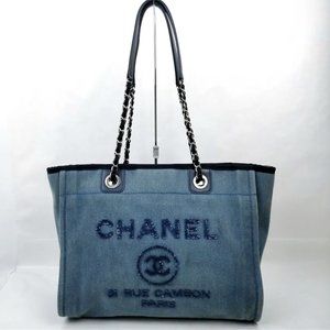 Pre-owned Authentic Chanel Demin Blue hand bag